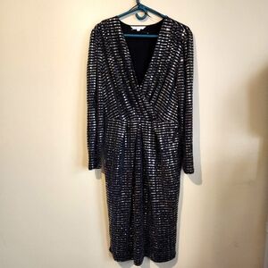 Metallic Black and Silver Party Dress - Holiday